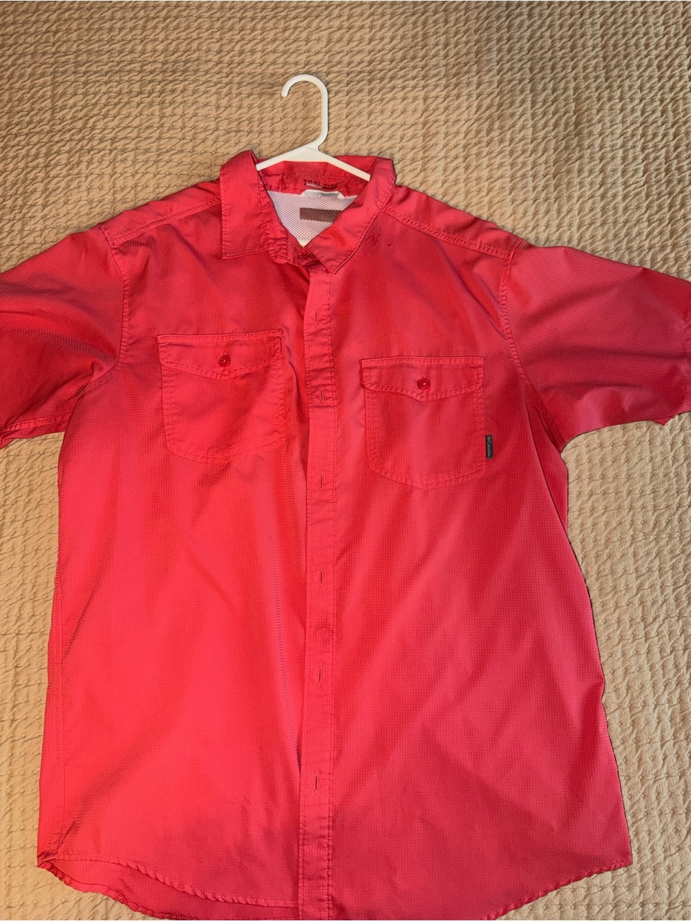 Columbia Men's Short-Sleeve Button-Down Shirt - Coral